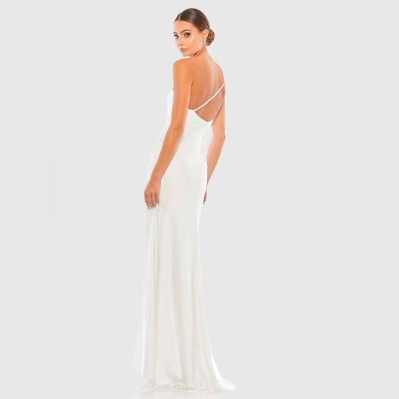 Ieena for MacDuggal One Shoulder Double Strap Satin Gown NWT Size 6 - Picture 4 of 13